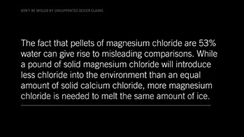 Quote comparing why calcium chloride is better for vegetation than magnesium chloride